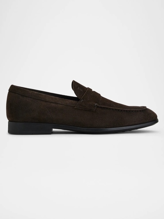 Tod\'s Men Moccasino Suede Penny Loafer in Dark Brown main image 7